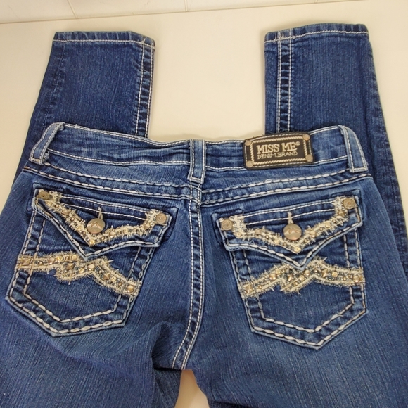 Miss Me JE107252R rhinestone embroidered skinny jeans size 28 - Picture 10 of 14